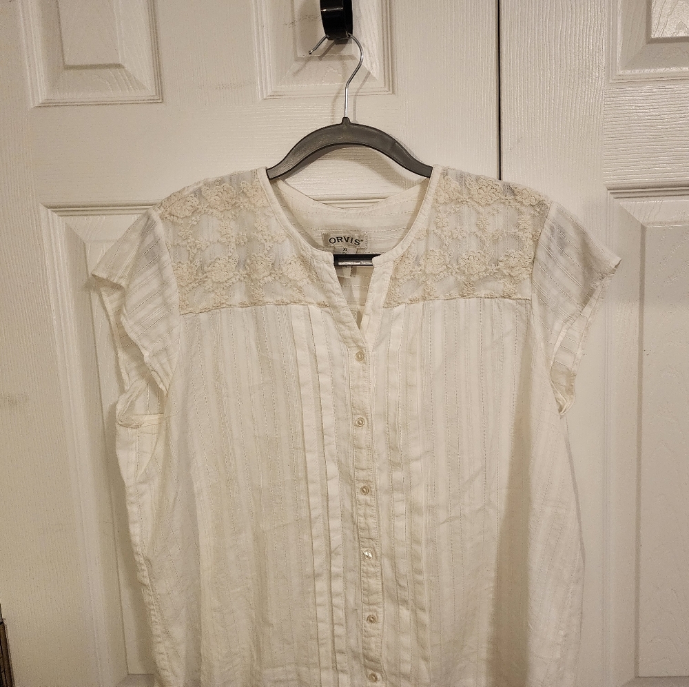Orvis Lace Capped Sleeve Top